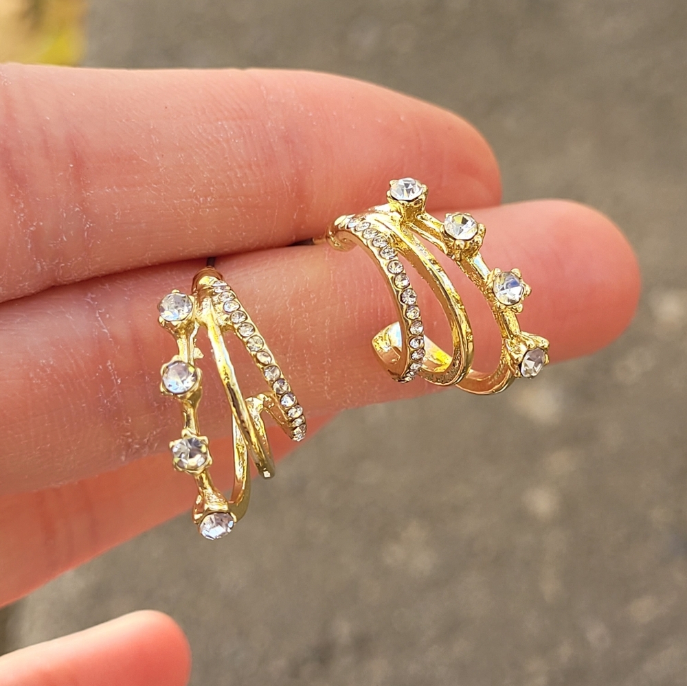 2 for $14! Gold Toned Layered Stud Hoop Earring NWOT